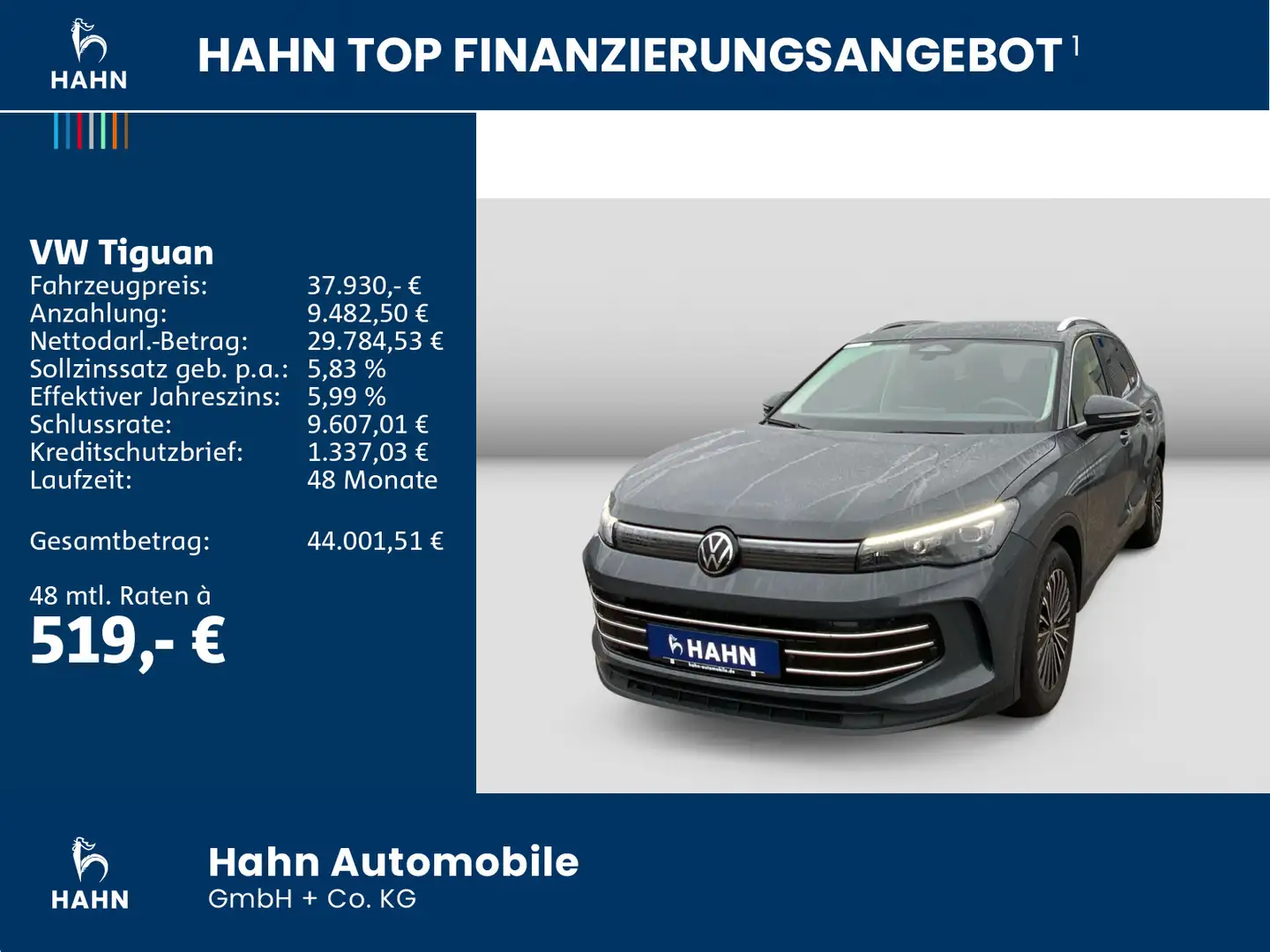 Volkswagen Tiguan 1.5eTSI DSG Elegance LED AHK ACC CAM Navi Grau - 2