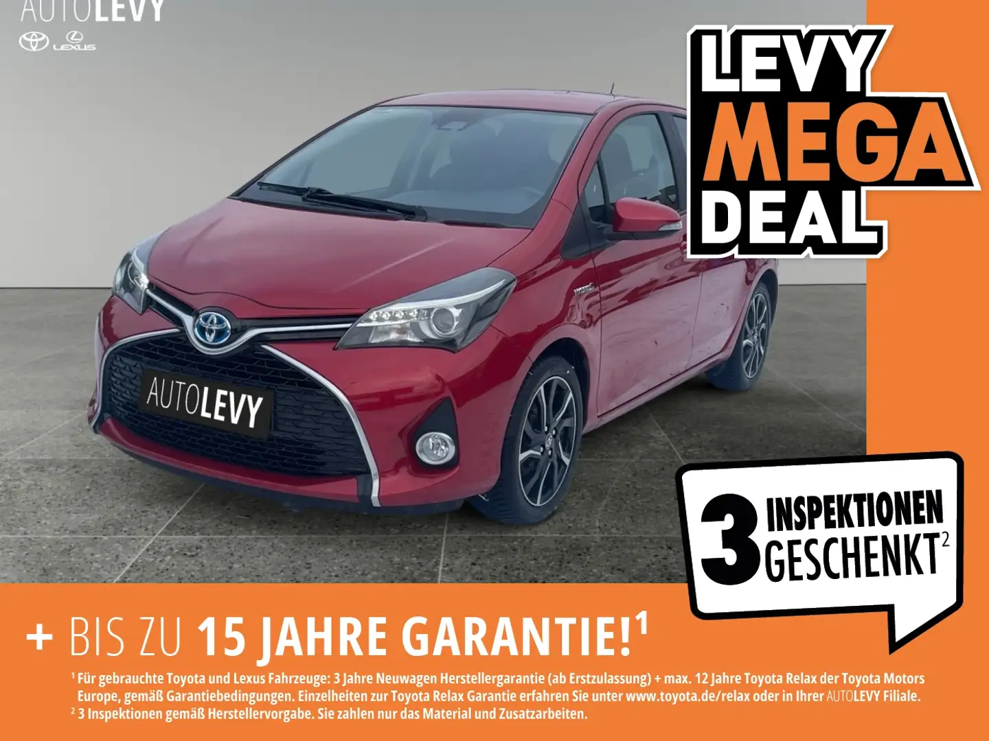 Toyota Yaris 1.5 Lounge 2xKlima AUT Fernlichtass. Kam. Rot - 1
