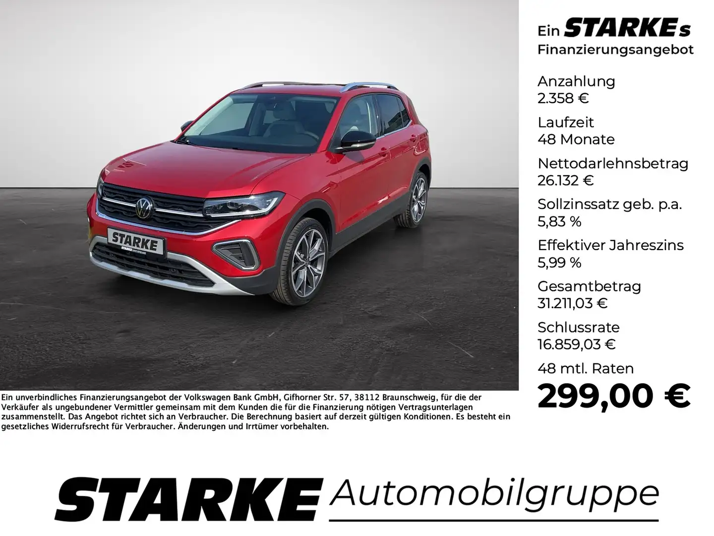 Volkswagen T-Cross 1.0 TSI DSG Style Rot - 1