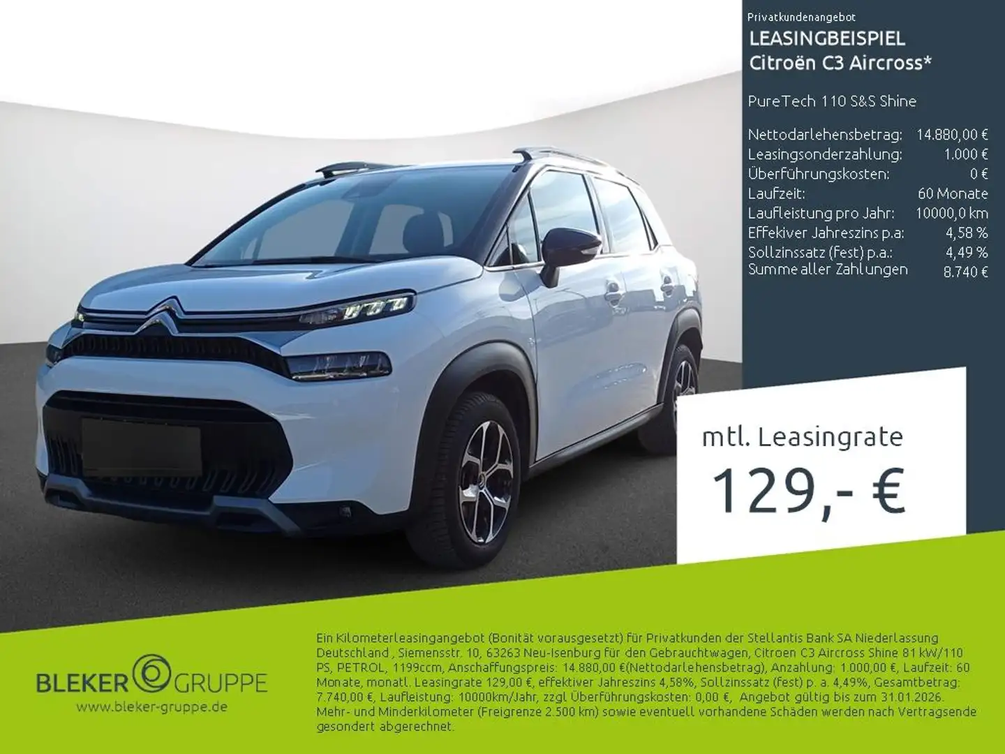 Citroen C3 Aircross PureTech 110 S&S Shine Blanc - 1