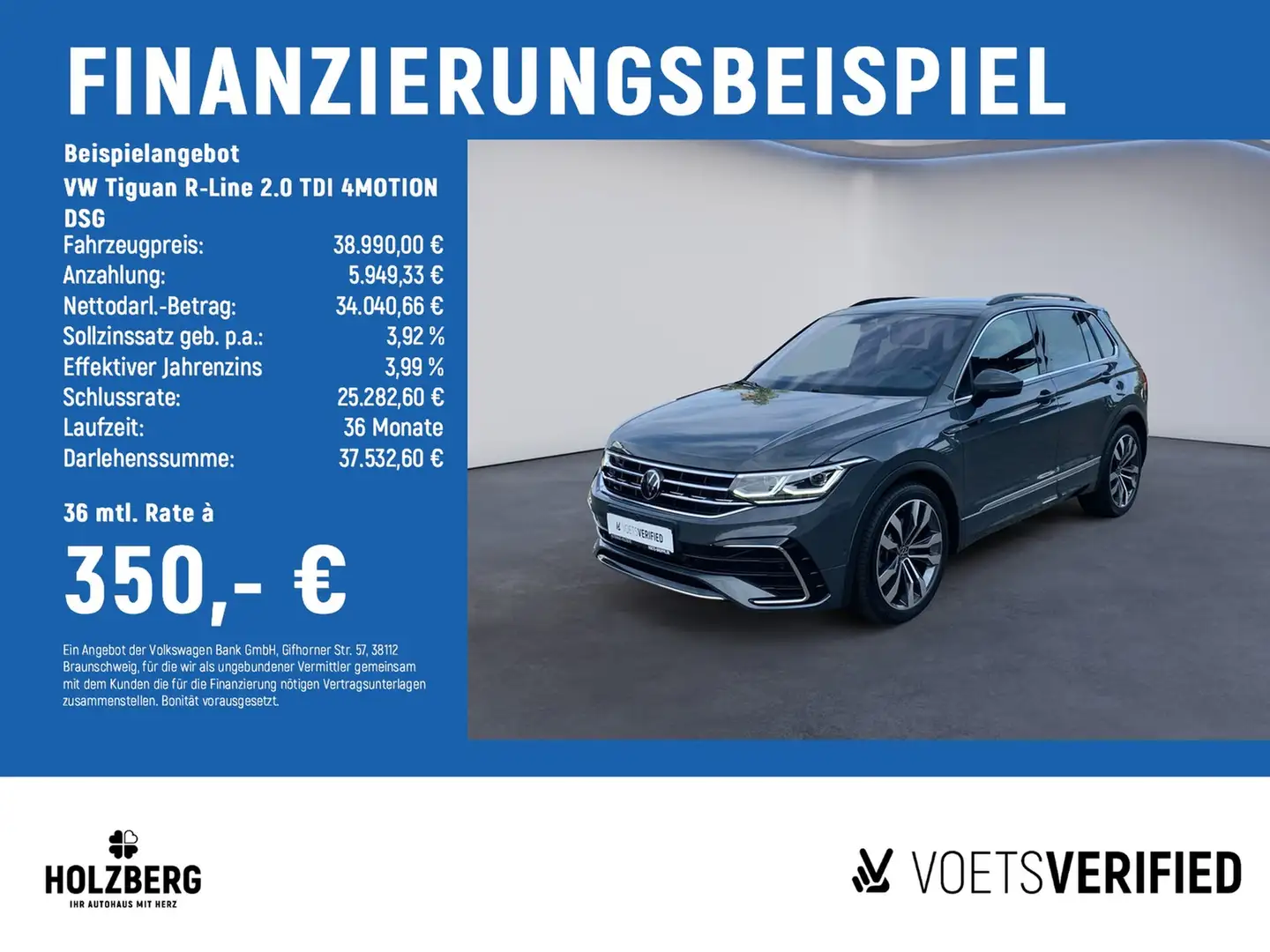 Volkswagen Tiguan R-Line 2.0 TDI 4MOTION DSG IQLight+Head-up+NAVI Grau - 2
