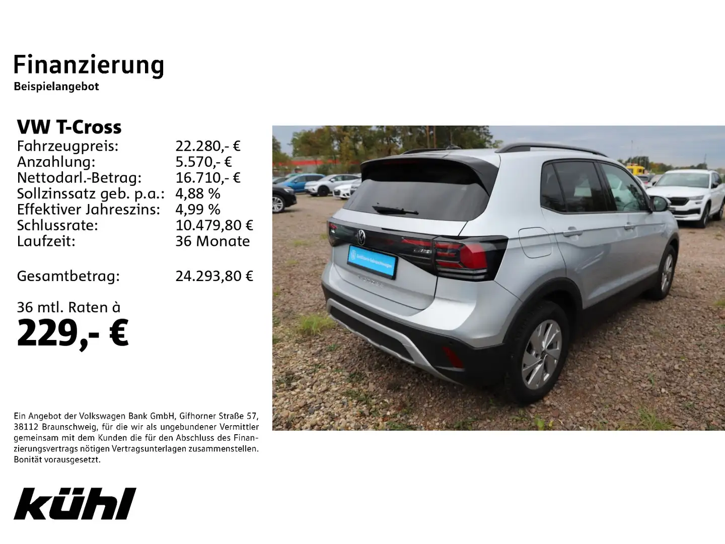Volkswagen T-Cross 1.0 TSI Life LED/ACC/Kamera/App/AHK Silber - 2