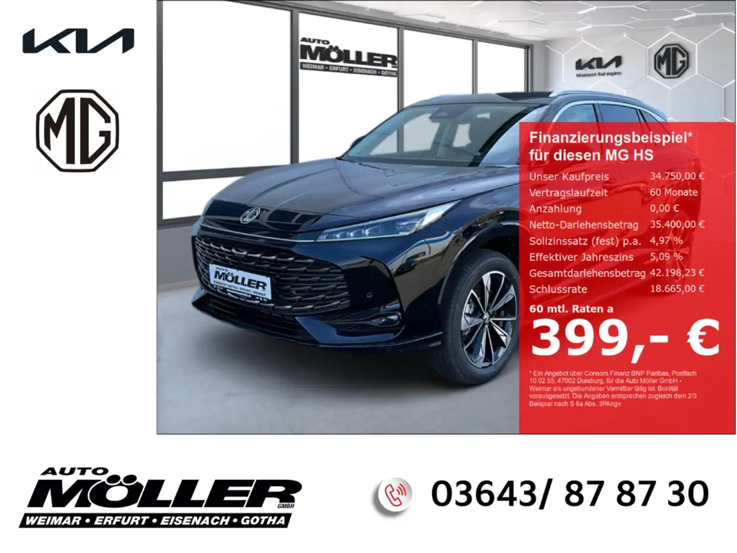 MG HS PHEV LUXURY 360° Kam. LED Klima DAB Leder ACC Zwart - 1