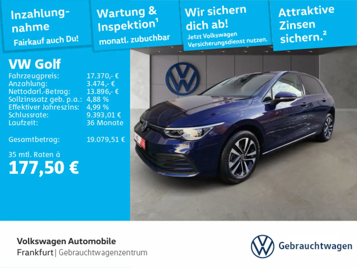 Volkswagen Golf VIII 1.0 TSI United Navi ACC LaneAssist Fro Blau - 1