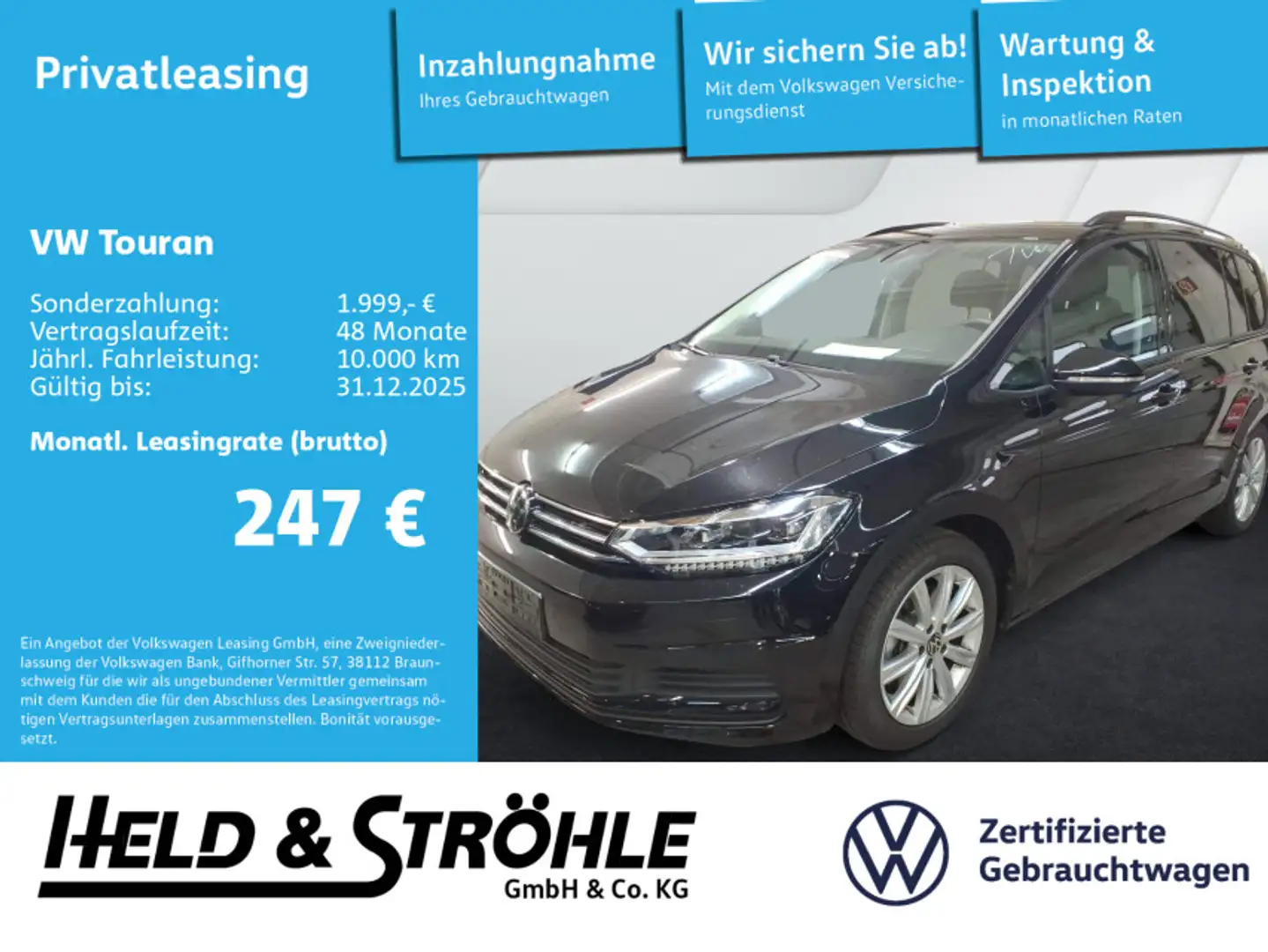 Volkswagen Touran Comfortline 1.5 TSI DSG LED NAV 17" SFW Schwarz - 1