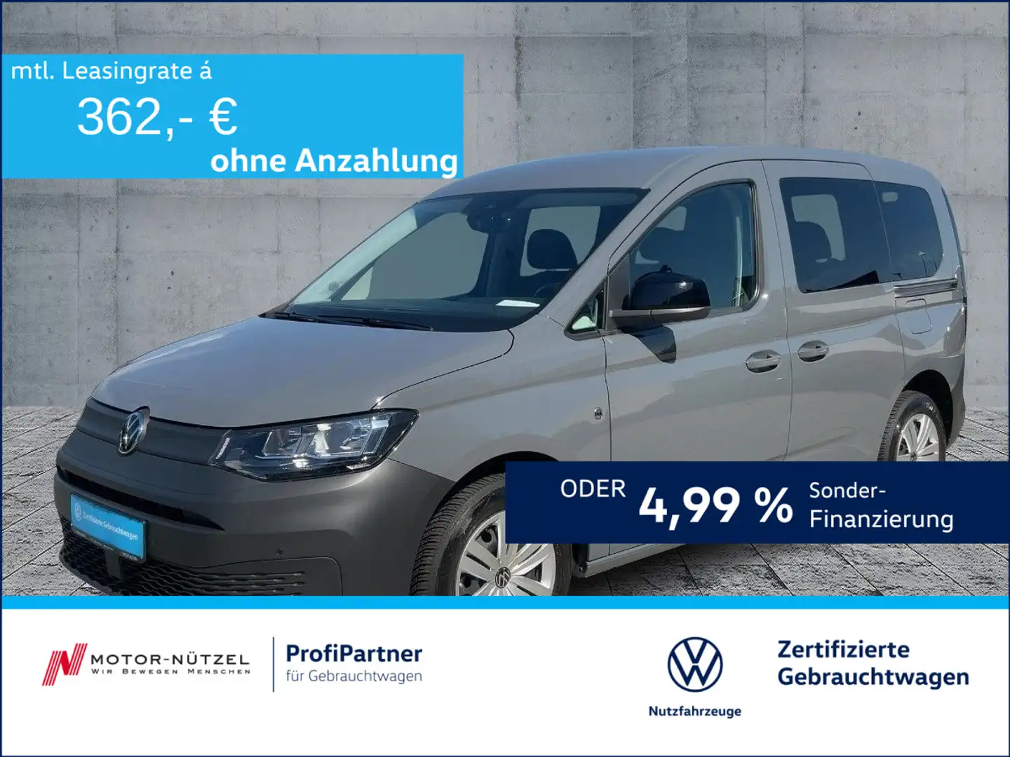 Volkswagen Caddy 1.5 TSI 5JG+SHZ+RFK+2xPDC+MFL+MFA+DAB Grijs - 1