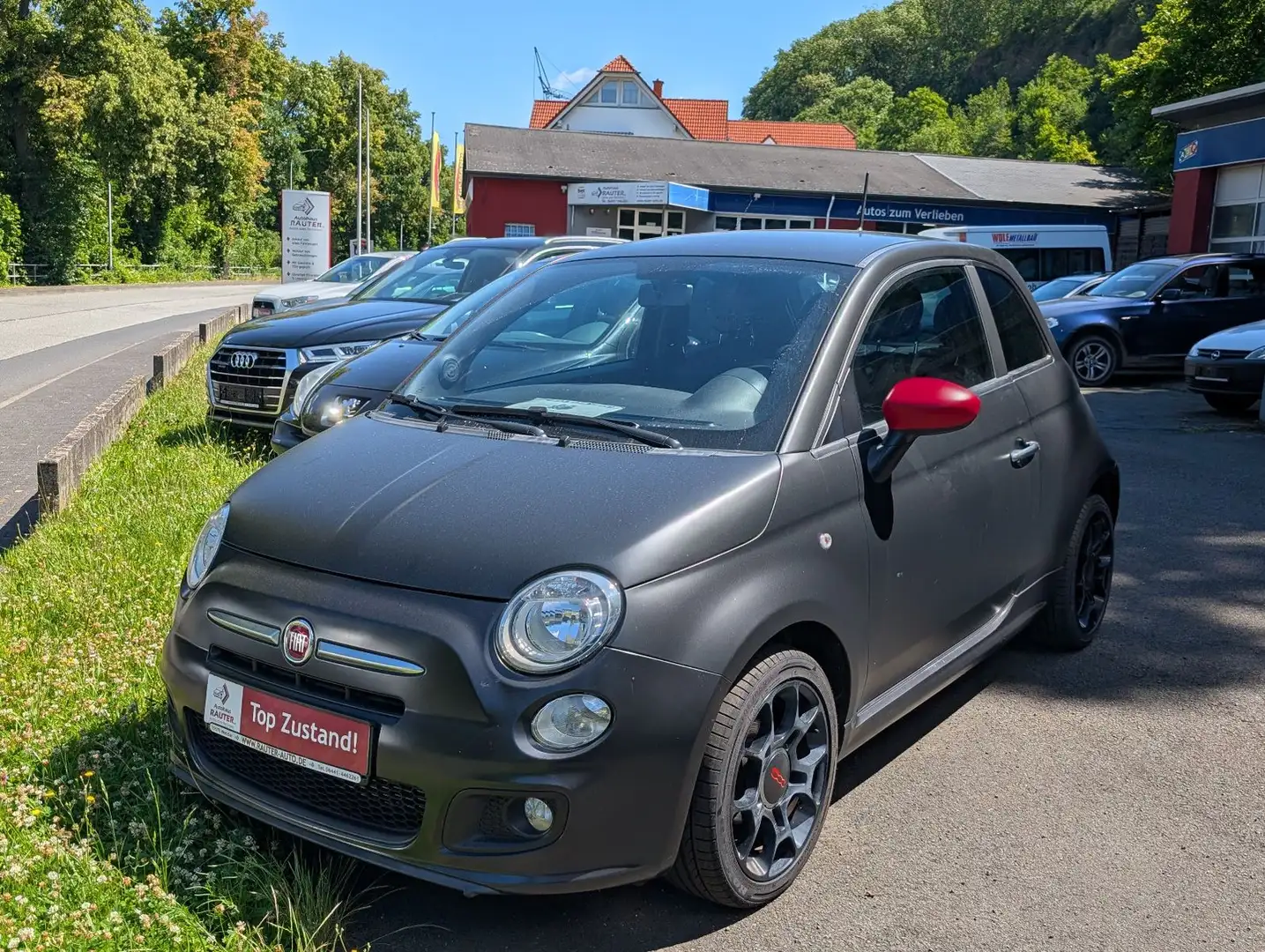Fiat 500 S SPORT MATT SCHWARZ nur 59tKM Zahnriem. NEU Zwart - 1