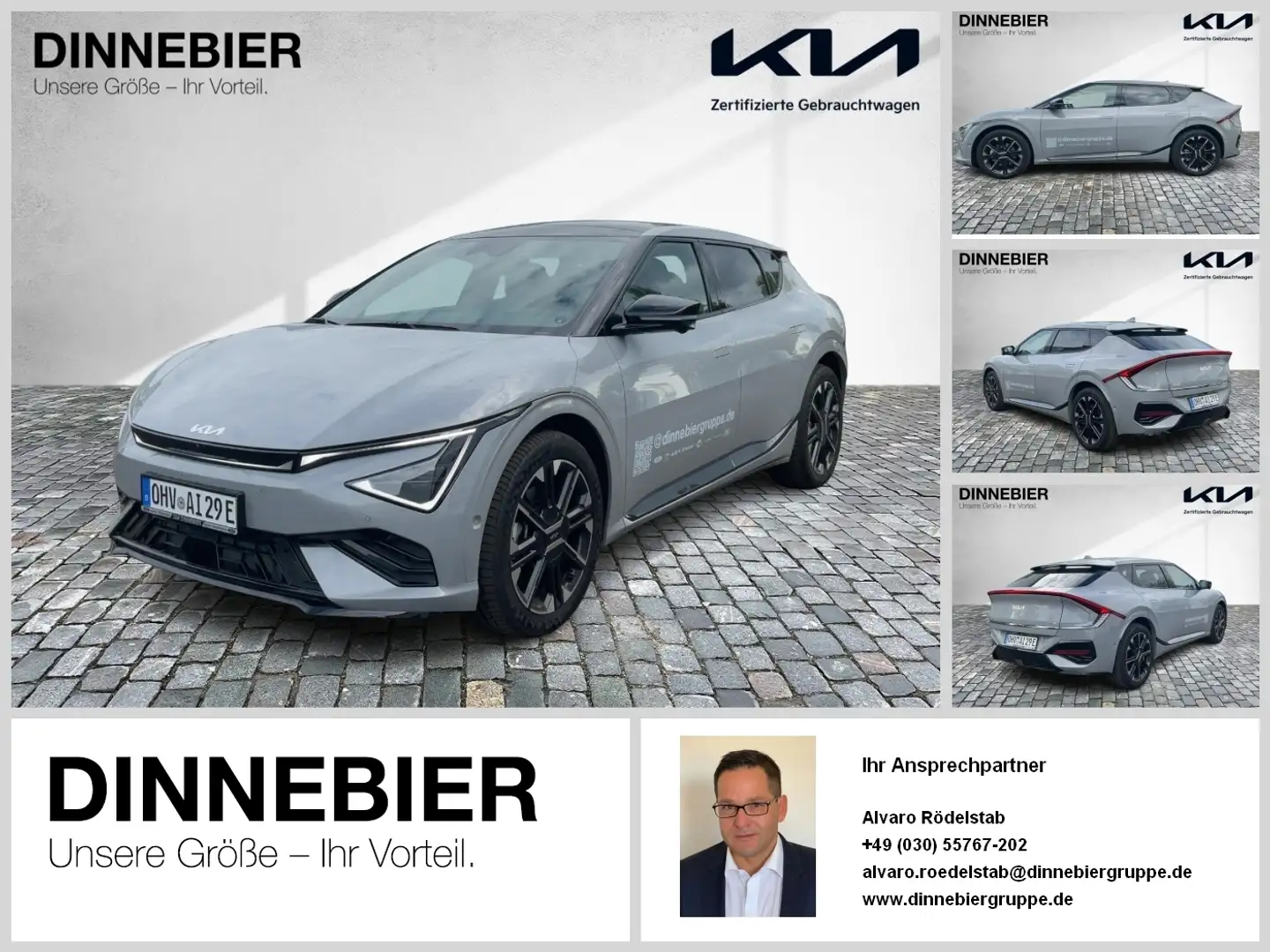 Kia EV6 GT-Line AWD+Glasdach+360°Kamera+LED+Navi Grau - 1