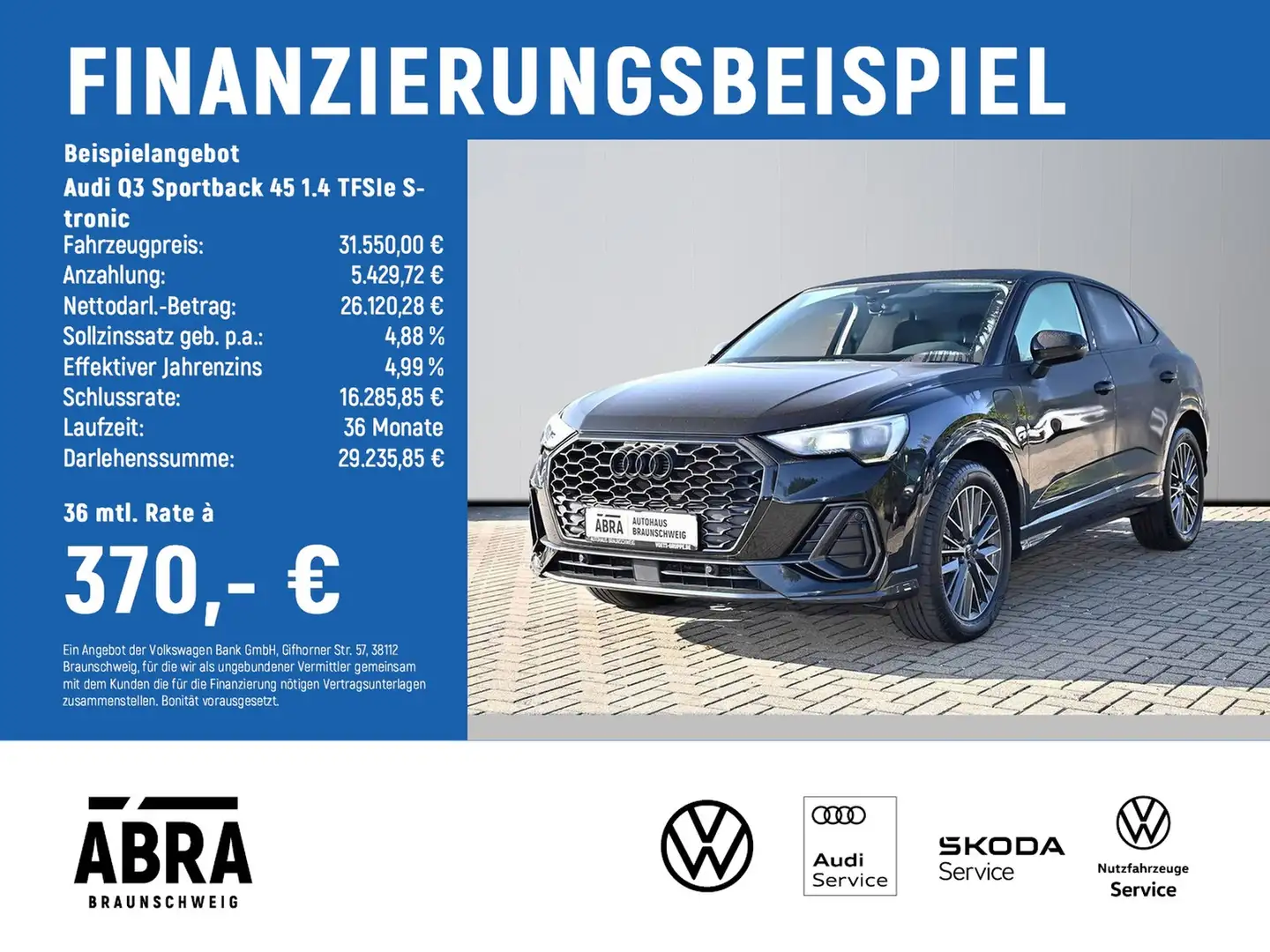 Audi Q3 Sportback 45 1.4 TFSIe S-tronic LED+NAV+GRA+DAB+ Noir - 2