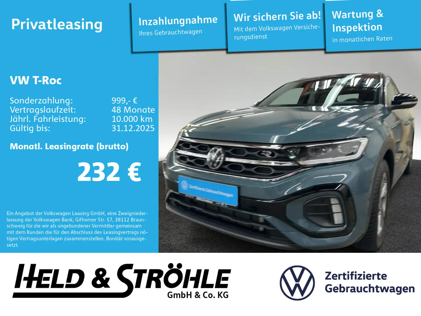 Volkswagen T-Roc R-LINE 1.5 TSI DSG LED+ NAV AHK KAM 17" Blau - 1