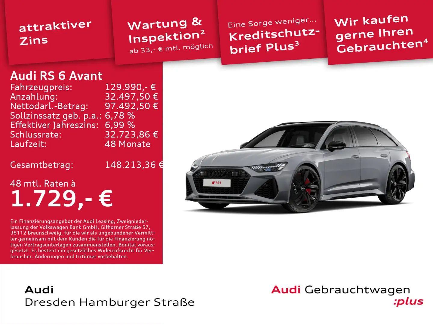 Audi RS6 6 441(600) kW(PS) tiptronic Grau - 1