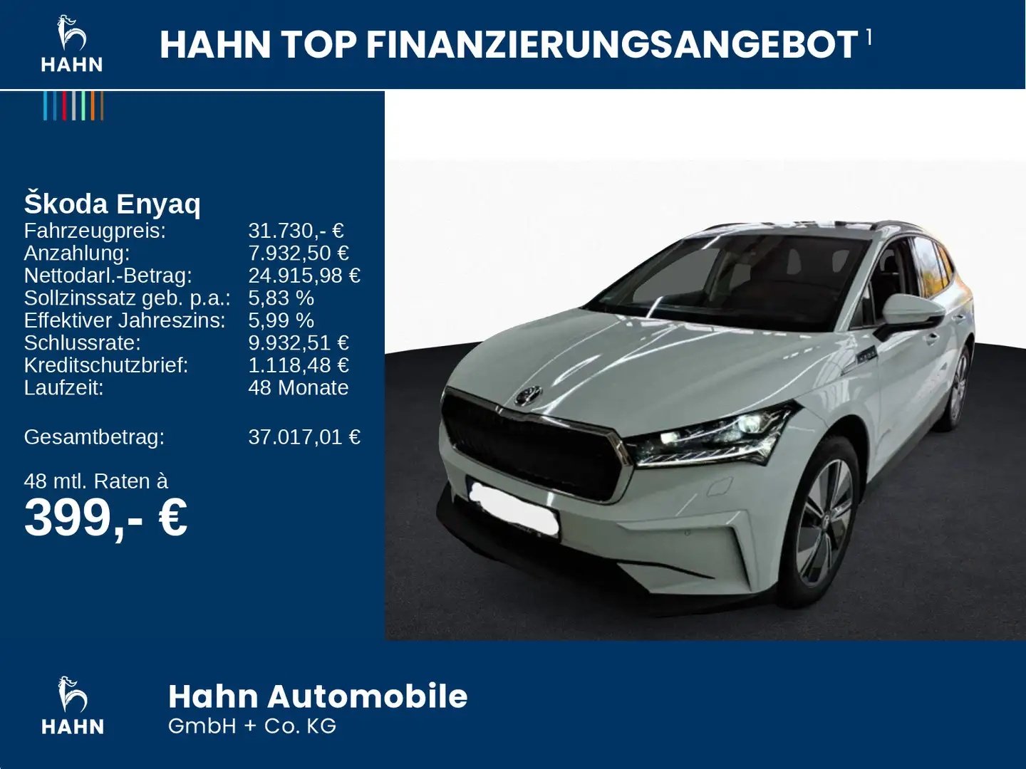 Skoda Enyaq iV 60 ecoSuite AHK Navi HUD Wärmep 360° Weiß - 2