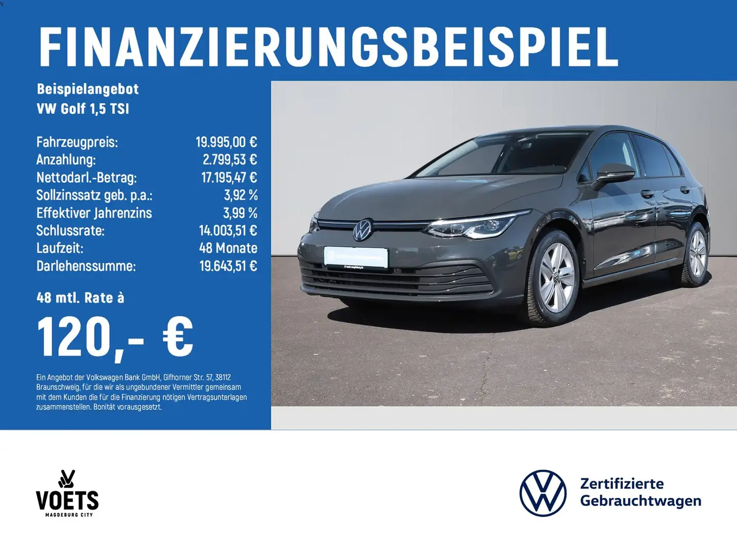 Volkswagen Golf 1,5 TSI Life LED+NAVI+AID+ACC-WINTERPACK Gris - 2