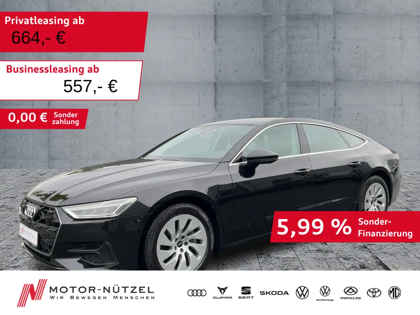 Audi A7 45 TFSI S-TR LED+NAV+2xPCD+ACC+SHZ Schwarz - 1