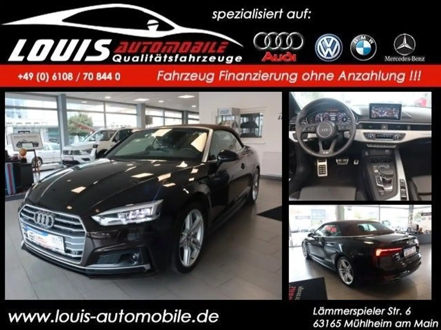 Audi A5 Cabriolet Quattro S-Line/360%/Leder/Standh. Brun - 1