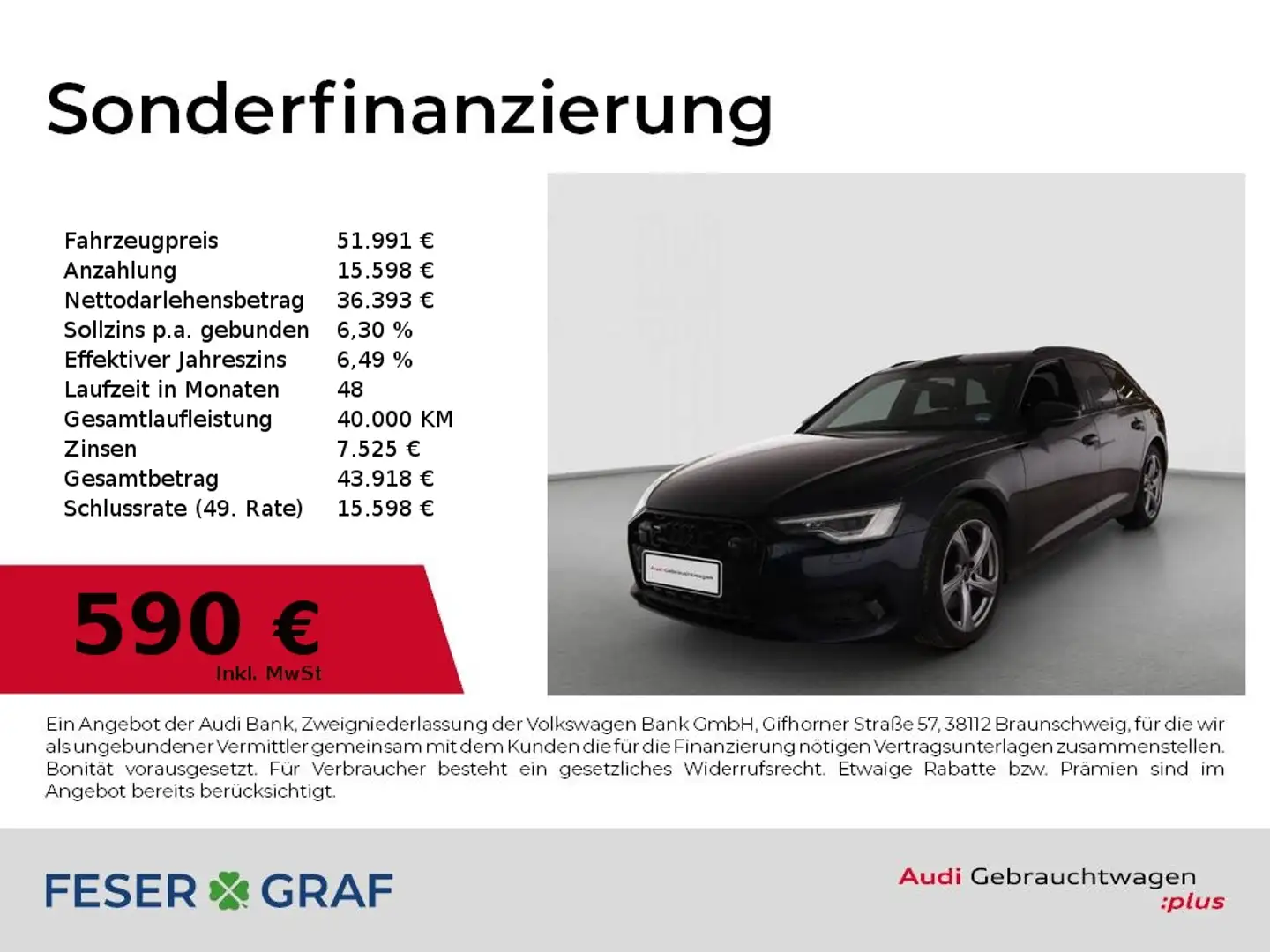 Audi A6 Avant 45 TDI q. Matrix/Leder/Memory/AHK/19 Zoll Blau - 1