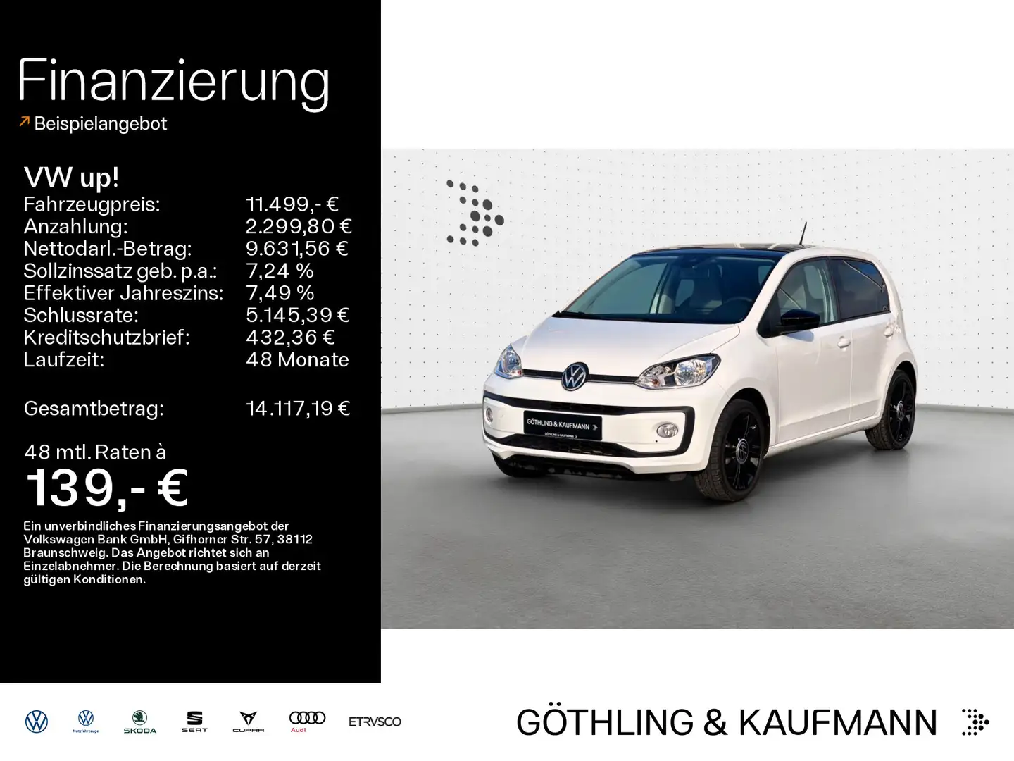 Volkswagen up! 1.0 move up! BLACK -STYLE*NAVI*KLIMA*SHZ*ALL Weiß - 1