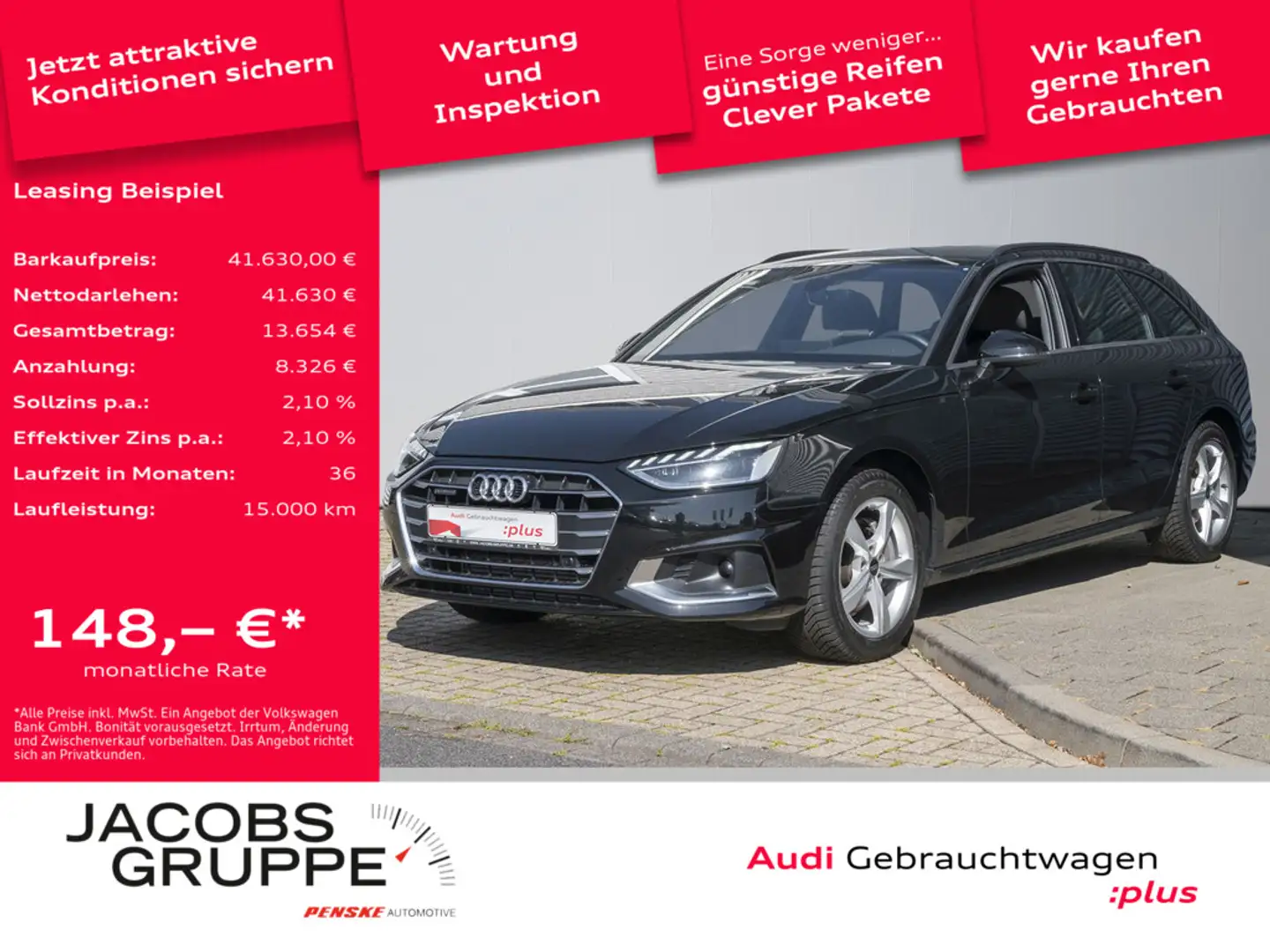Audi A4 Avant advanced 40 TFSI quattro S tronic ACC*Leder* Schwarz - 1