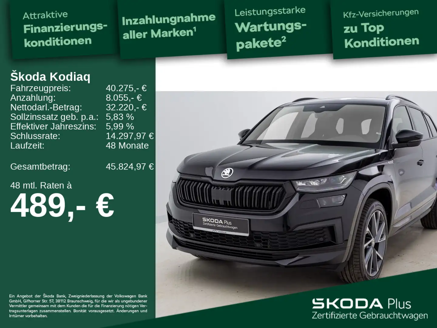 Skoda Kodiaq 2.0 TSI Sportline *DSG*4X4*MATRIX*APP*NAV Schwarz - 1