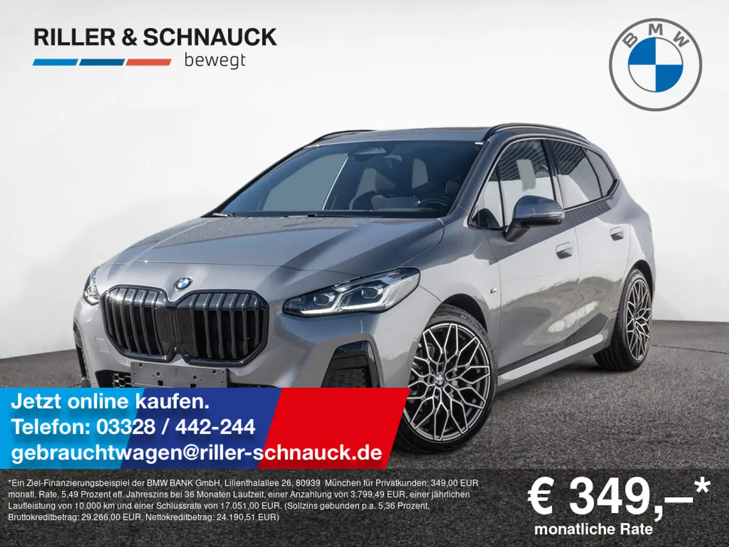BMW 220 i Active Tourer M-Sport 360°+PANO+H/K+HUD+ Gris - 1