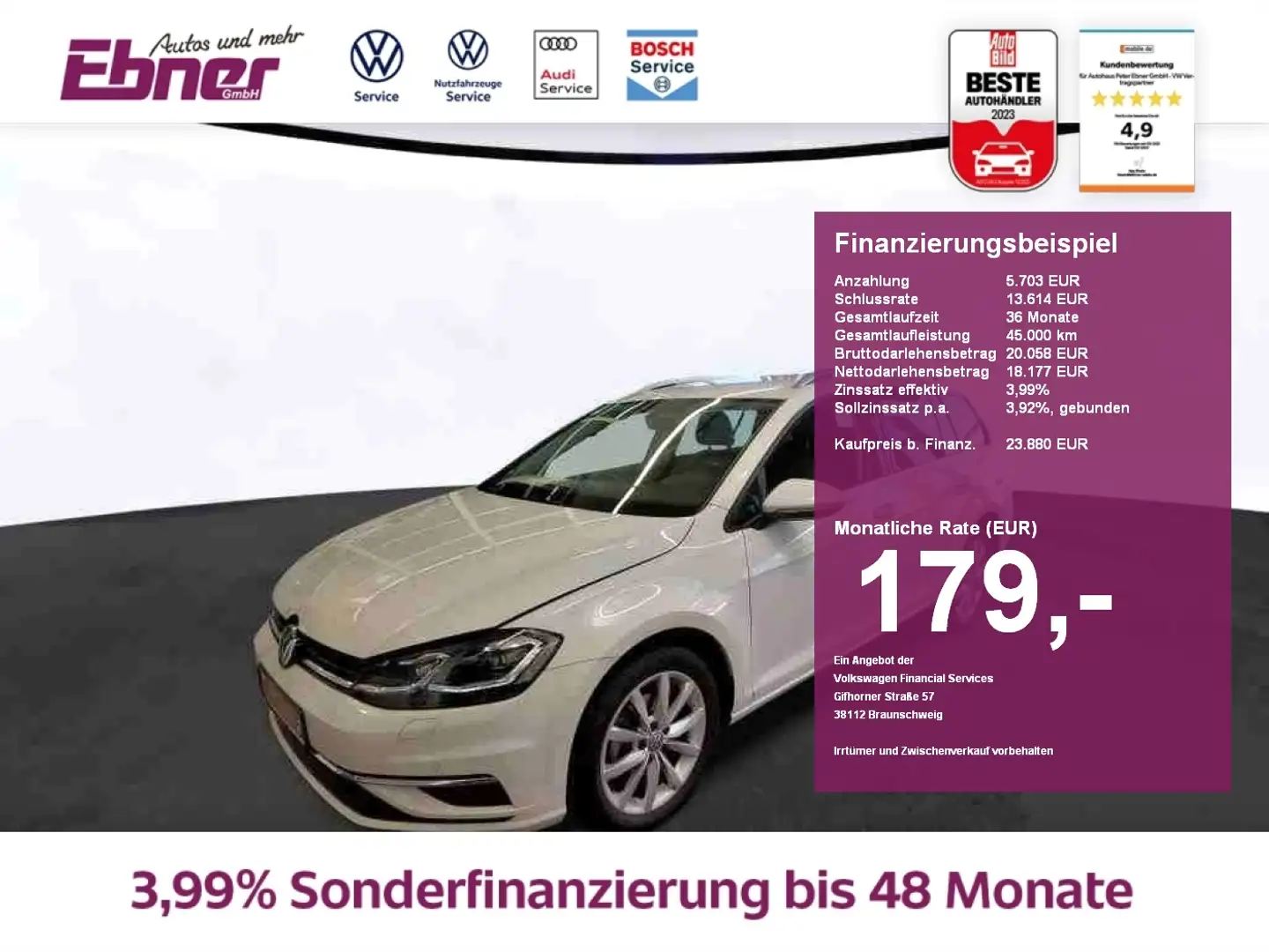 Volkswagen Golf Variant Golf VII Variant HIGHLINE 1.5TSI DSG ACC+NAVI+SITZ Weiß - 1
