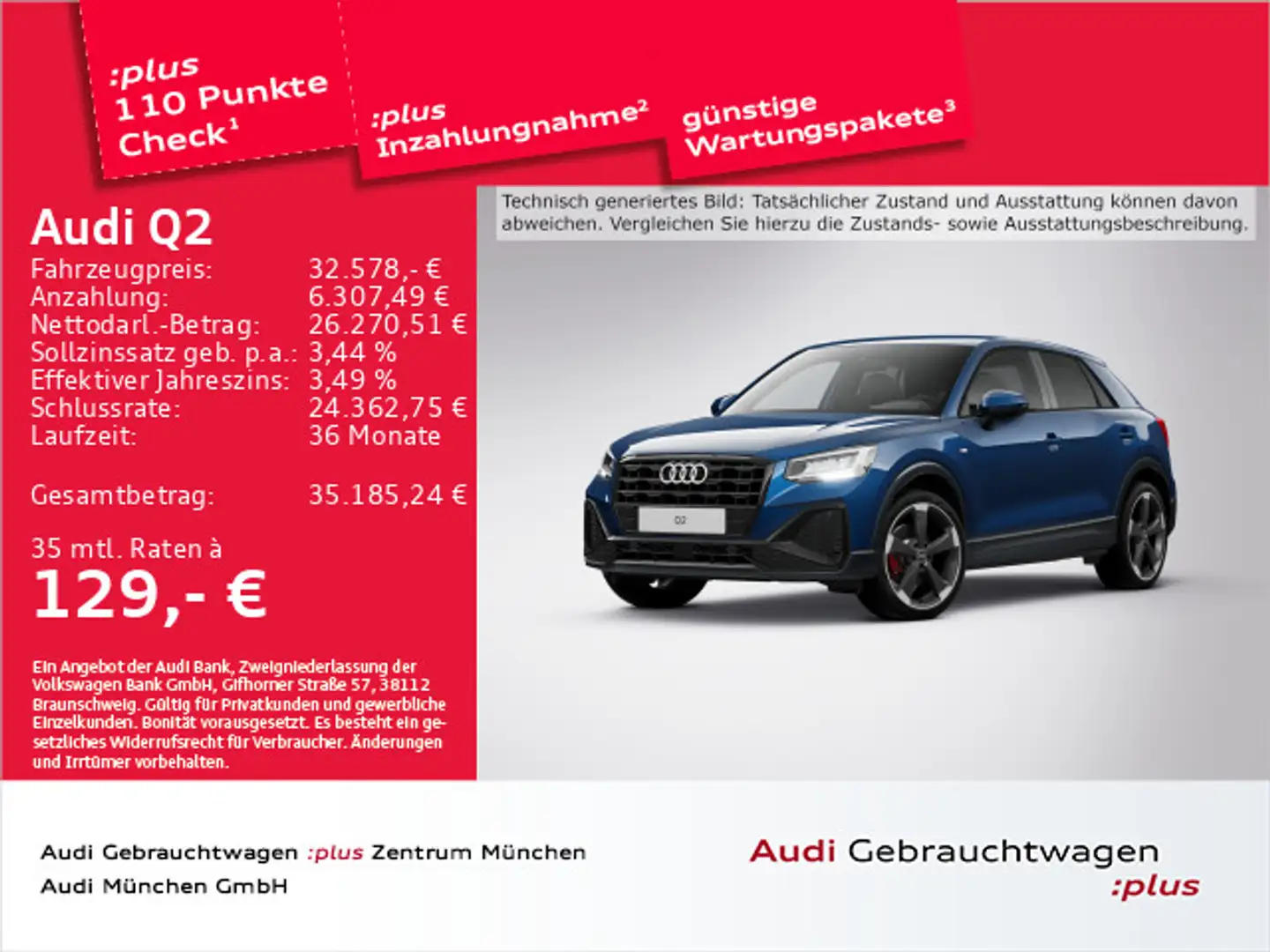 Audi Q2 35 TFSI S tronic S line 19"Zoll/Leder/SONOS/A Blau - 1