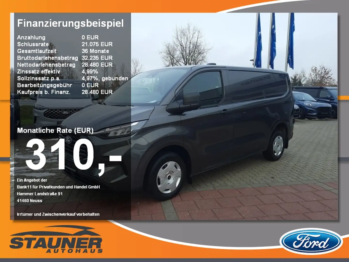 Ford Transit Custom Kasten 2,0 320 L1 Trend LED ACC Grau - 1