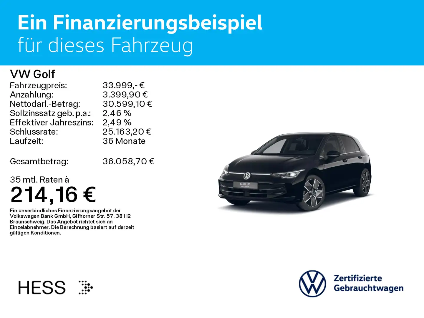 Volkswagen Golf VIII 1.5 e-Hybrid DSG STYLE*IQ.LIGHT*HUD*AH Schwarz - 2