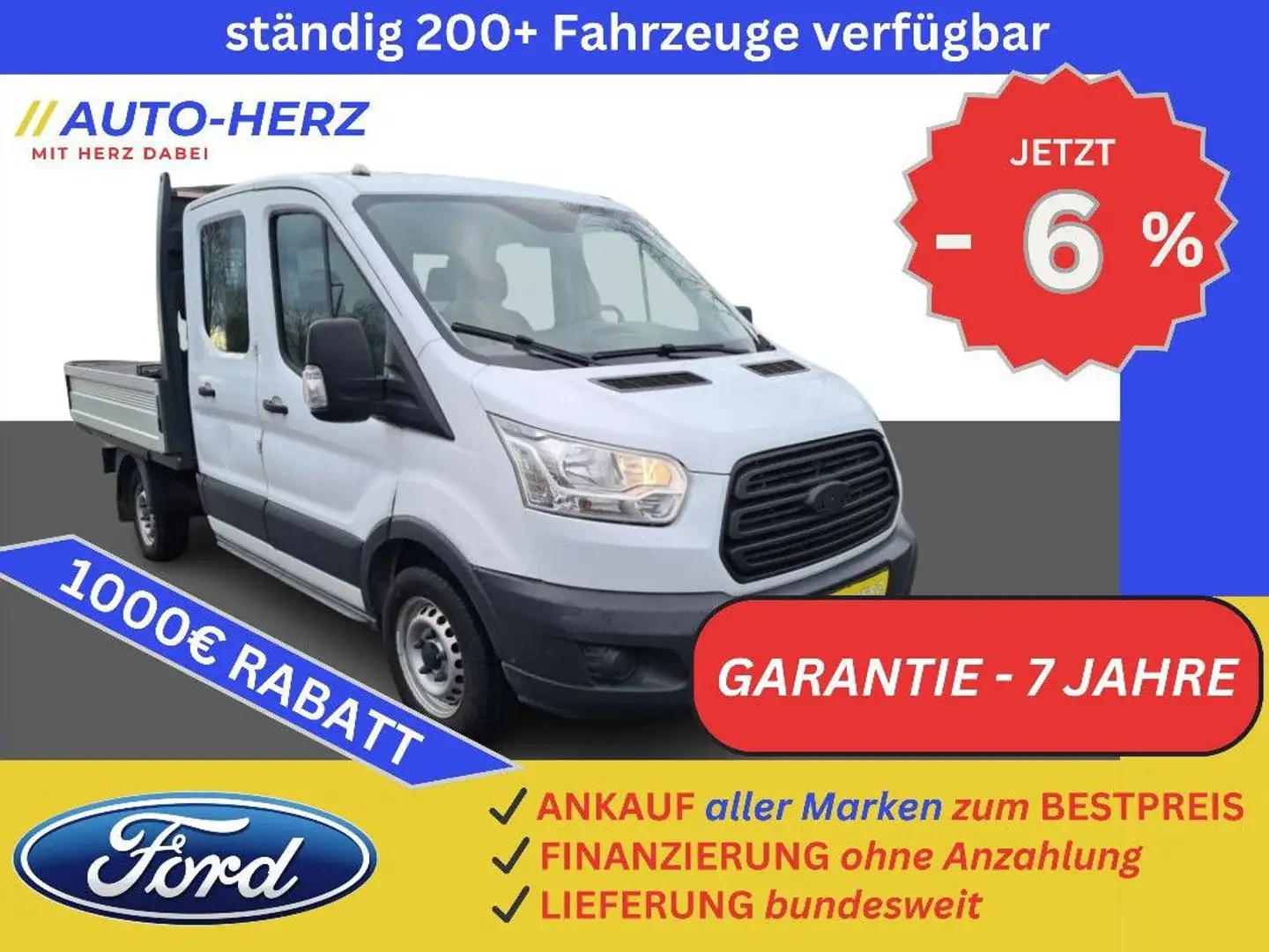 Ford Transit Pritsche 310 L2 LANG 7 SITZE-KLIMA-AHK Weiß - 1