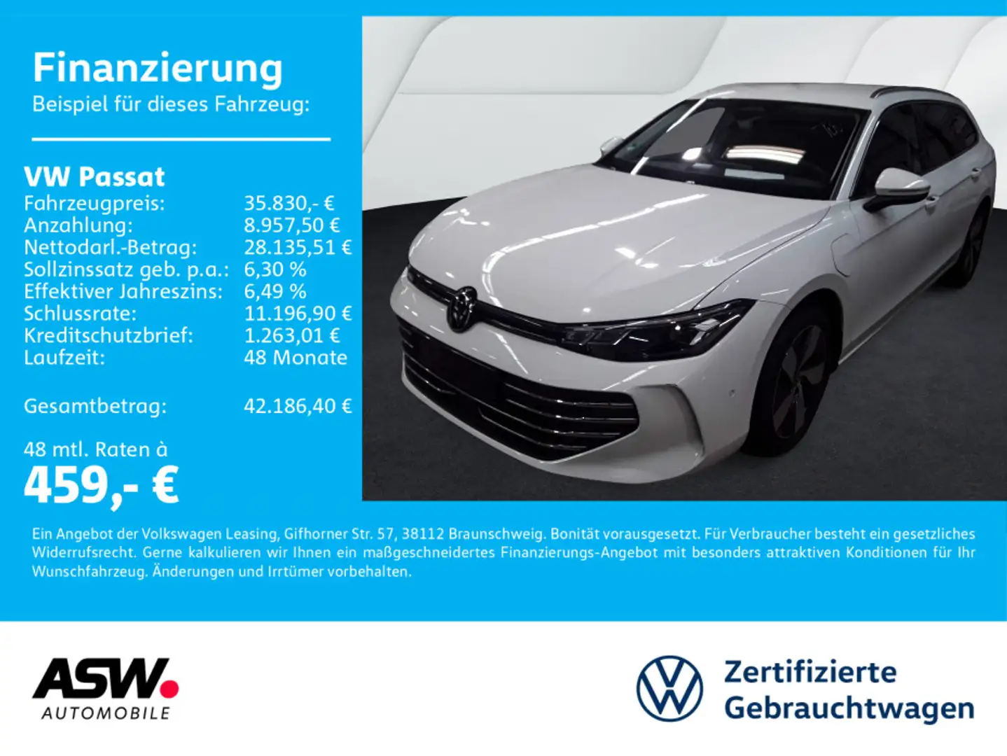 Volkswagen Passat Business 1,5 eHybrid DSG LED NAVI AHK HUD Weiß - 1