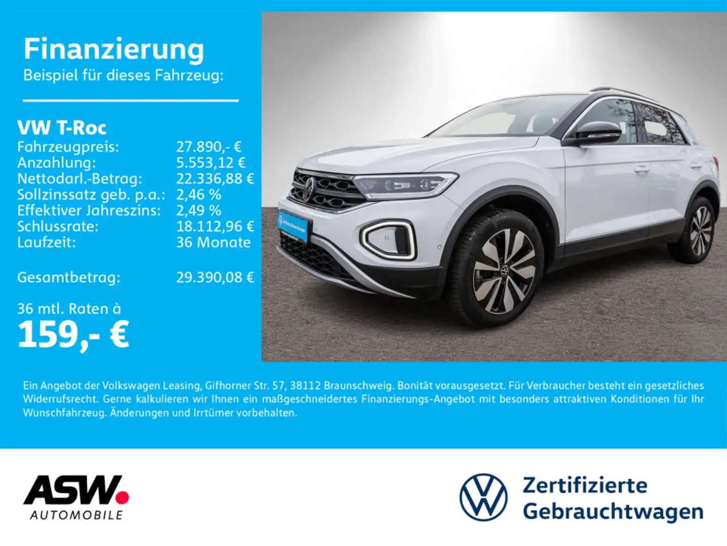 Volkswagen T-Roc T-ROC Goal 2,0 TDI DSG LED NAVI AHK RFK PDC SHZ Weiß - 1
