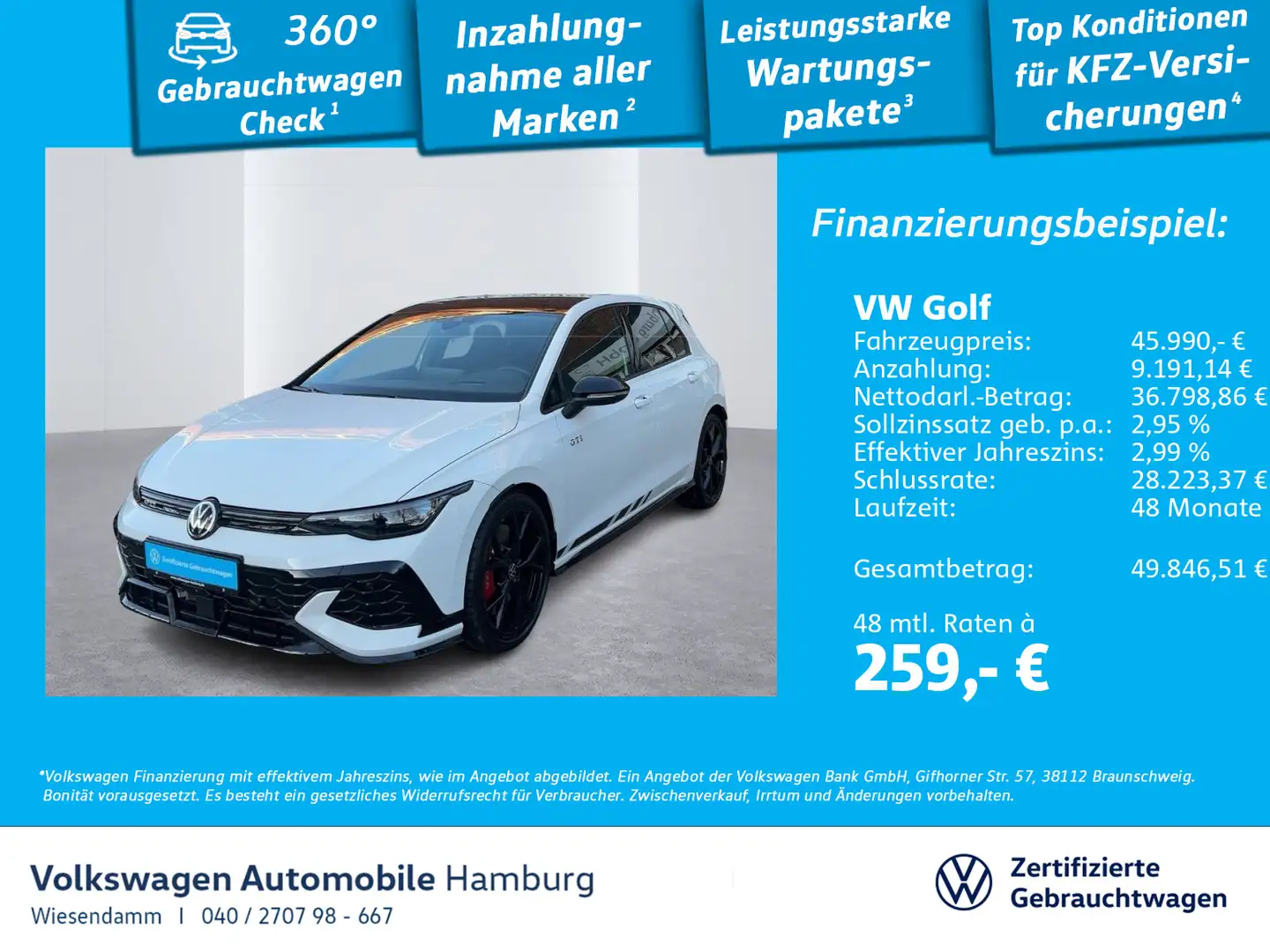 Volkswagen Golf GTI Golf VIII 2.0 TSI GTI Clubsport DSG Matrix-LED 3 Weiß - 1