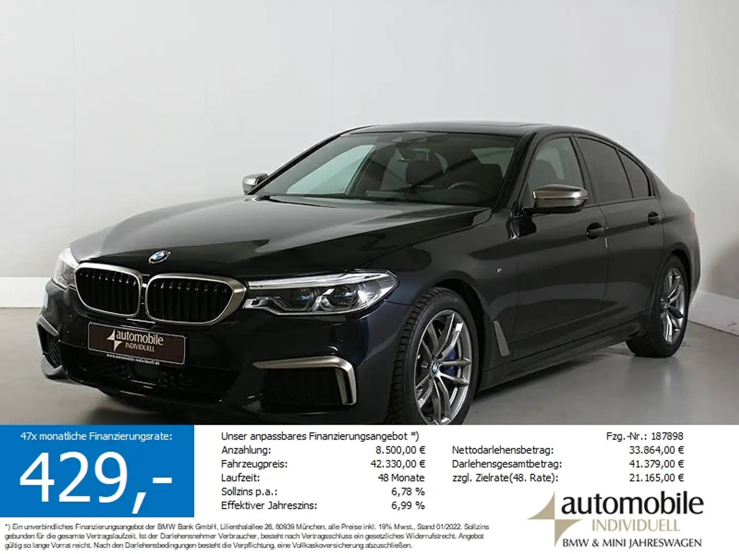 BMW M550 d xDrive Limousine Laser ACC LiveCockpit Par Noir - 1