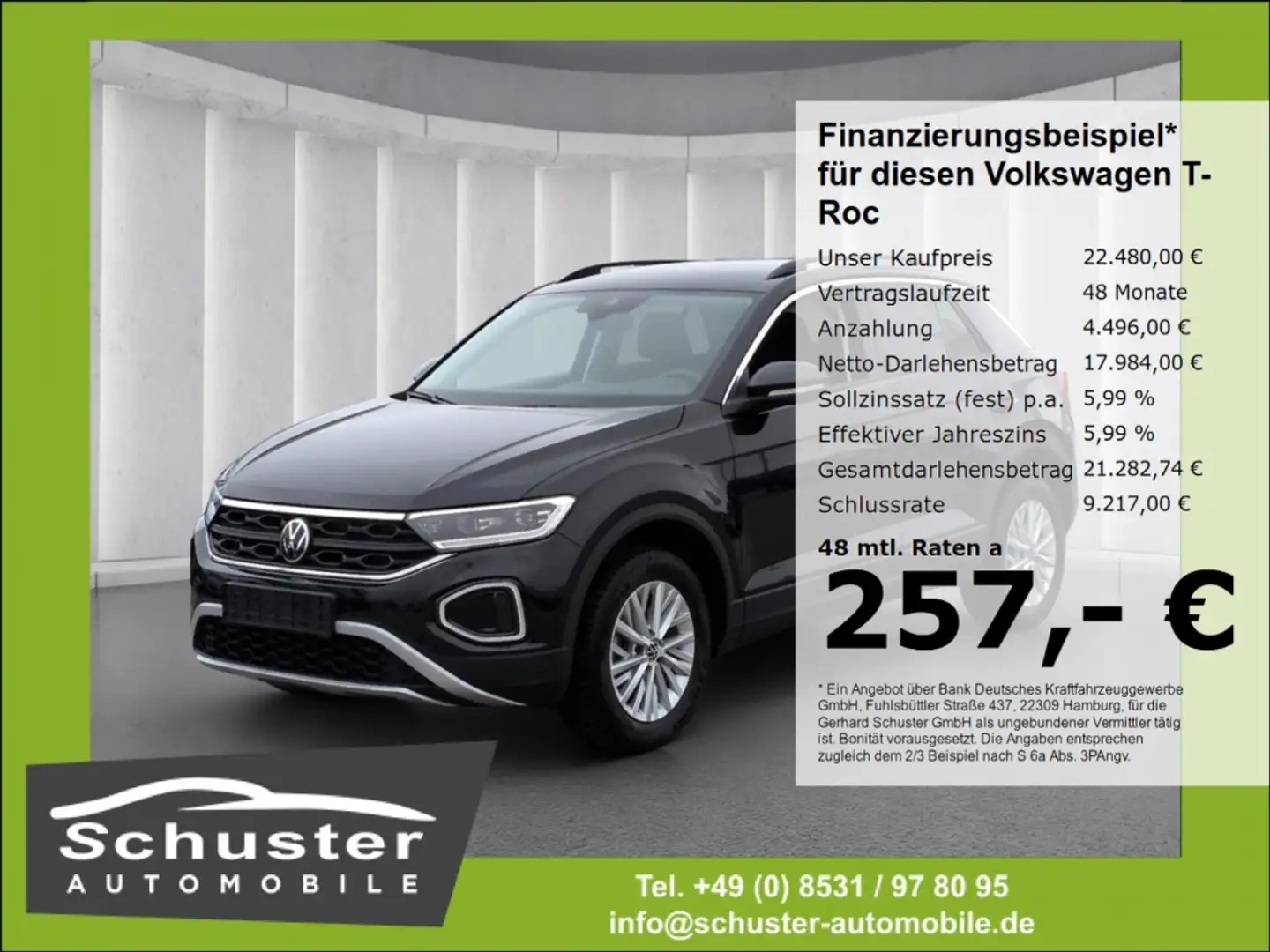 Volkswagen T-Roc Life 1.0TSI*LED+ Navi digCockp VKZ-Erk SHZ Schwarz - 1