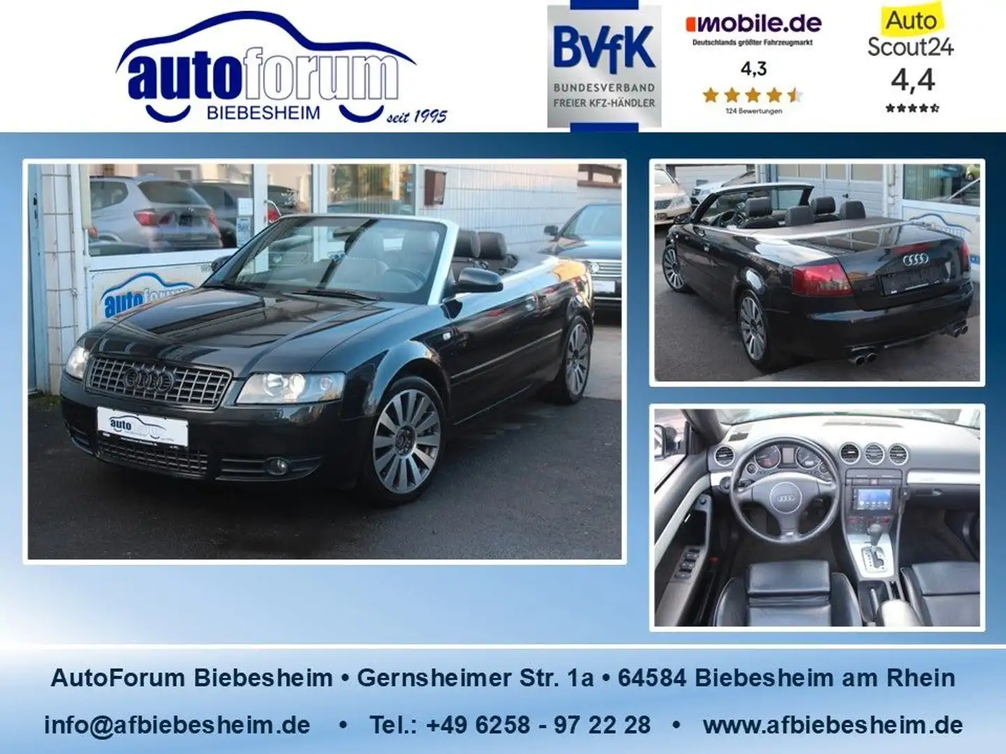 Audi S4 Cabrio 4.2 V8 quattro Leder*Memory*BOSE*Xenon Schwarz - 1