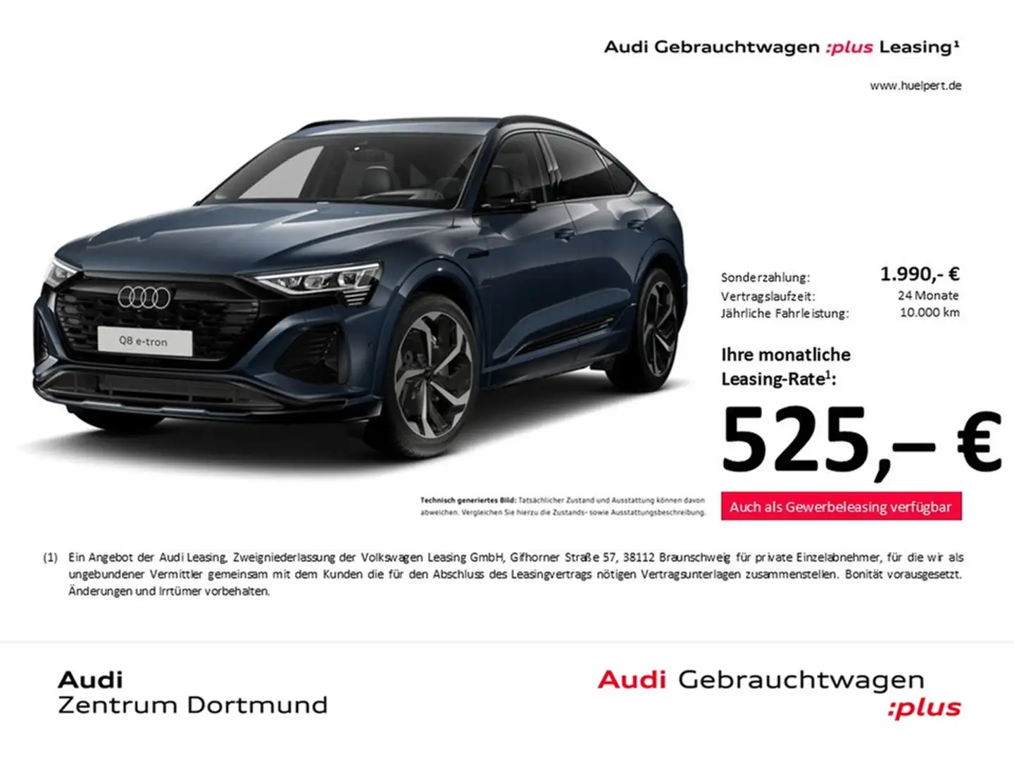 Audi Q8 e-tron Sportback 55 quattro S LINE PANO LM21 Bleu - 1