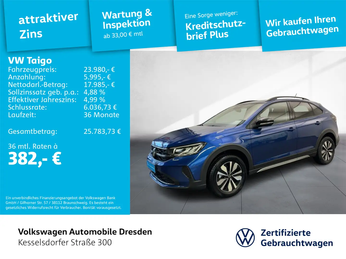 Volkswagen Taigo Goal 1.0 TSI OPF 5-Gang Blau - 1