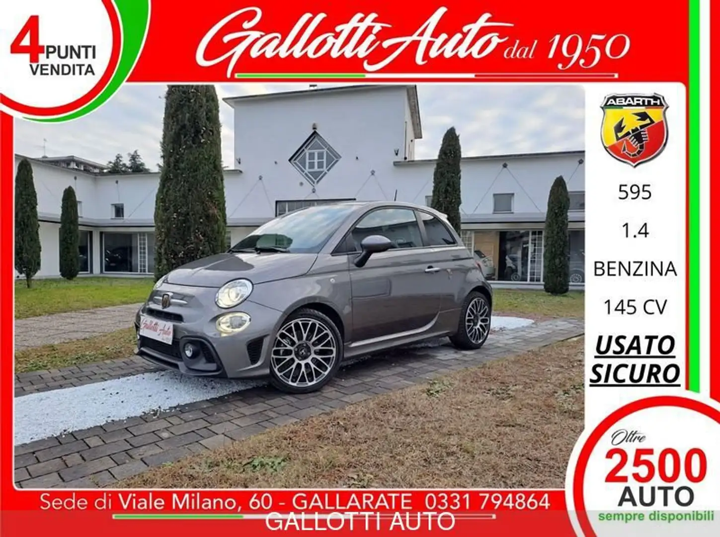 Abarth 595 1.4 Turbo T-Jet 145 CV Grigio - 1