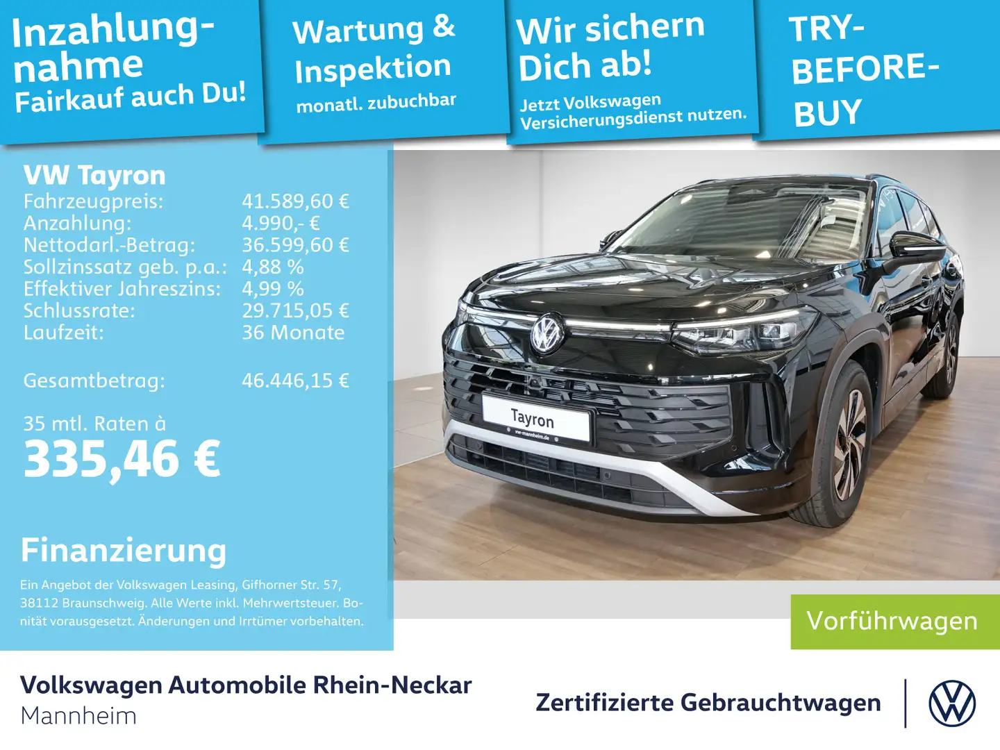 Volkswagen Tayron 1.5 eTSI Life AHV LED uvm Schwarz - 1