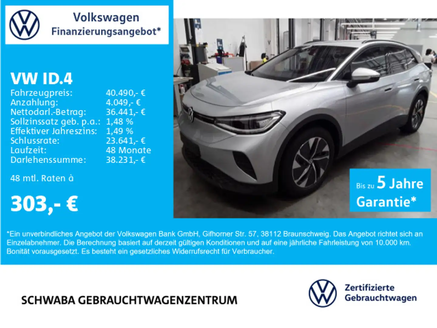 Volkswagen ID.4 Pro Batt-Kap 82 kW/h Wärmep*IQ.LIGHT*AHK*19 Gümüş rengi - 1