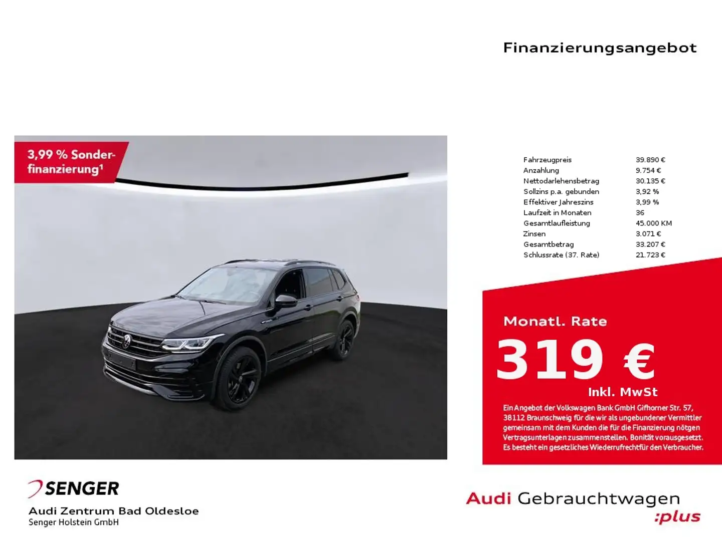 Volkswagen Tiguan Allspace 2.0 TDI R-Line 4M DSG Nav Matrix Schwarz - 1