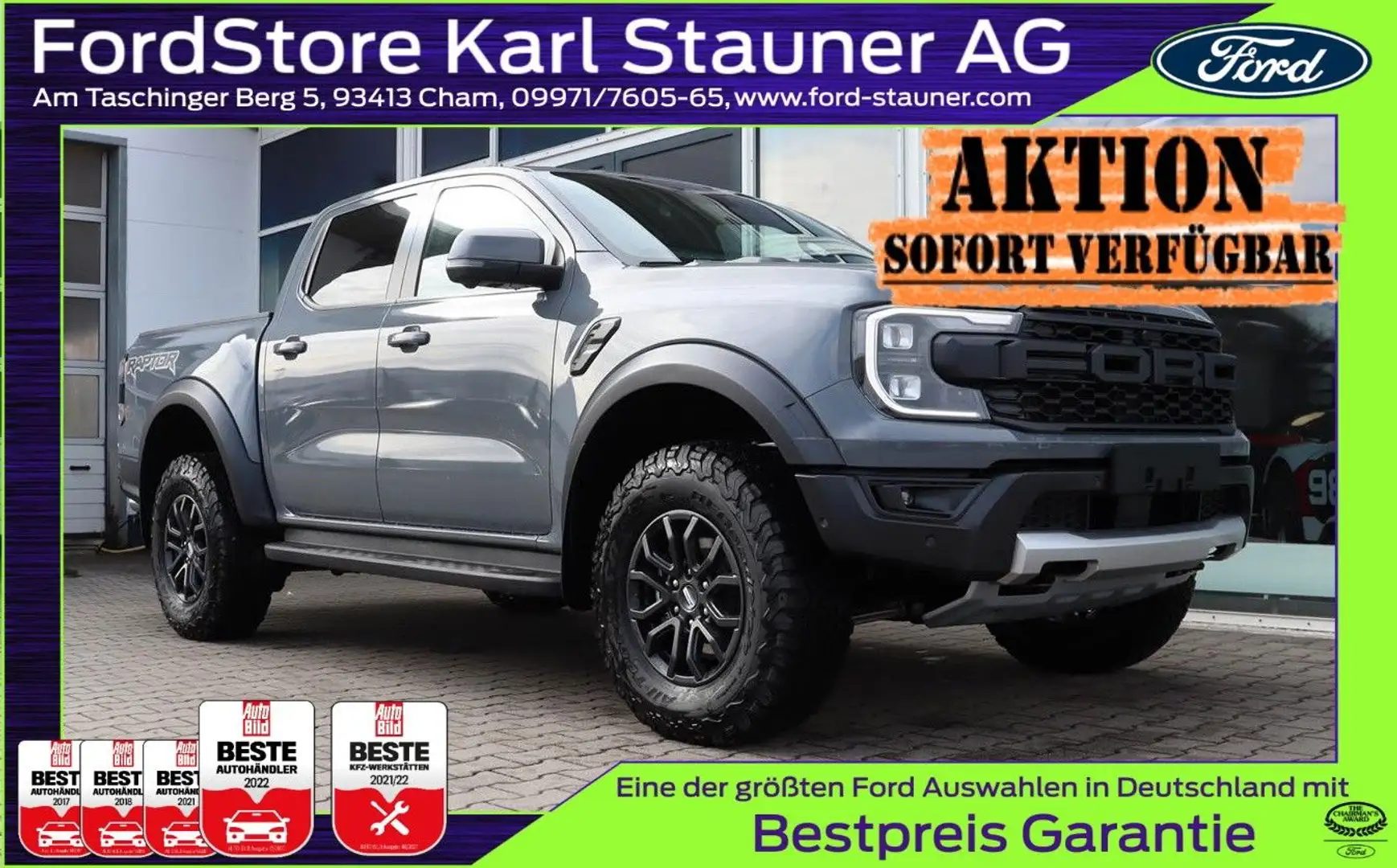 Ford Ranger Raptor DOKA 4x4 3.0 EcoB. 3,99% FIN Grau - 1