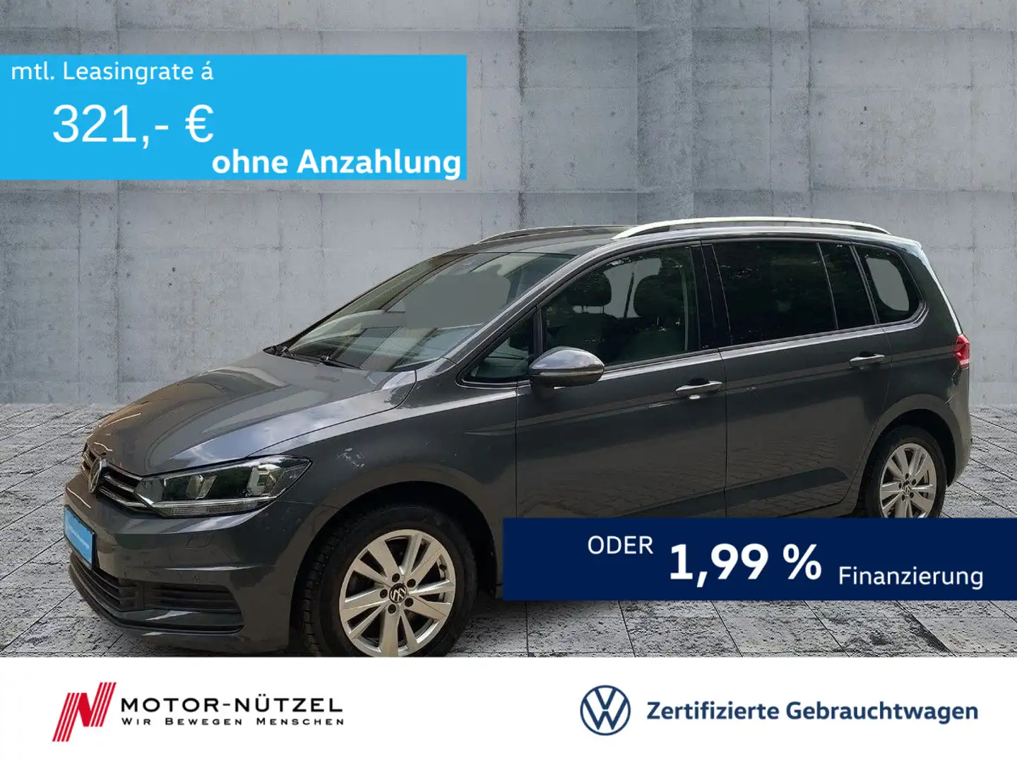 Volkswagen Touran 1.5 TSI DSG COMFORTLINE KLIMA+NAVI+AHK+7S Grau - 1