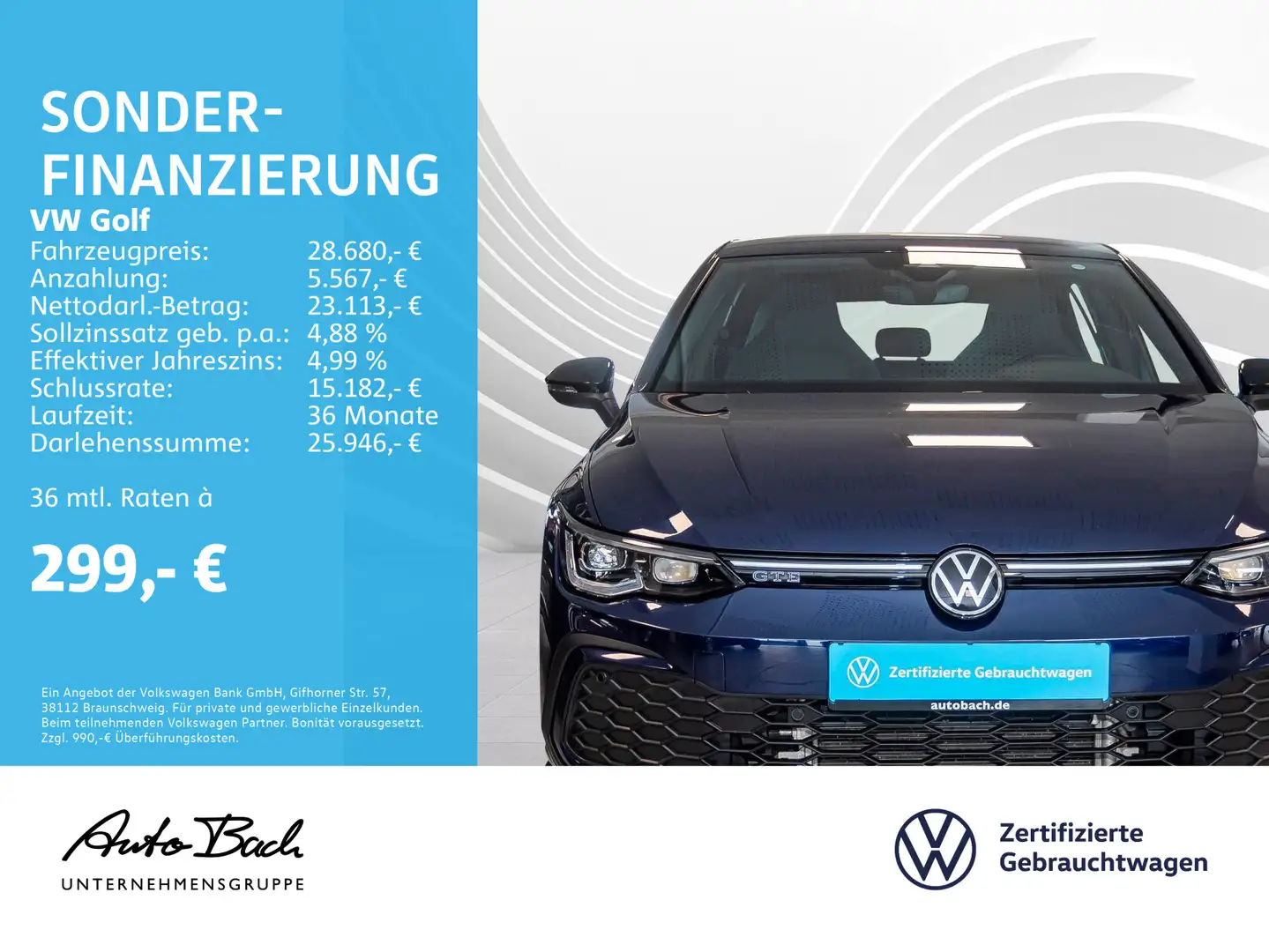 Volkswagen Golf GTE GTE 1.4 eHybrid OPF DSG Navi Matrix ACC EPH Azul - 2