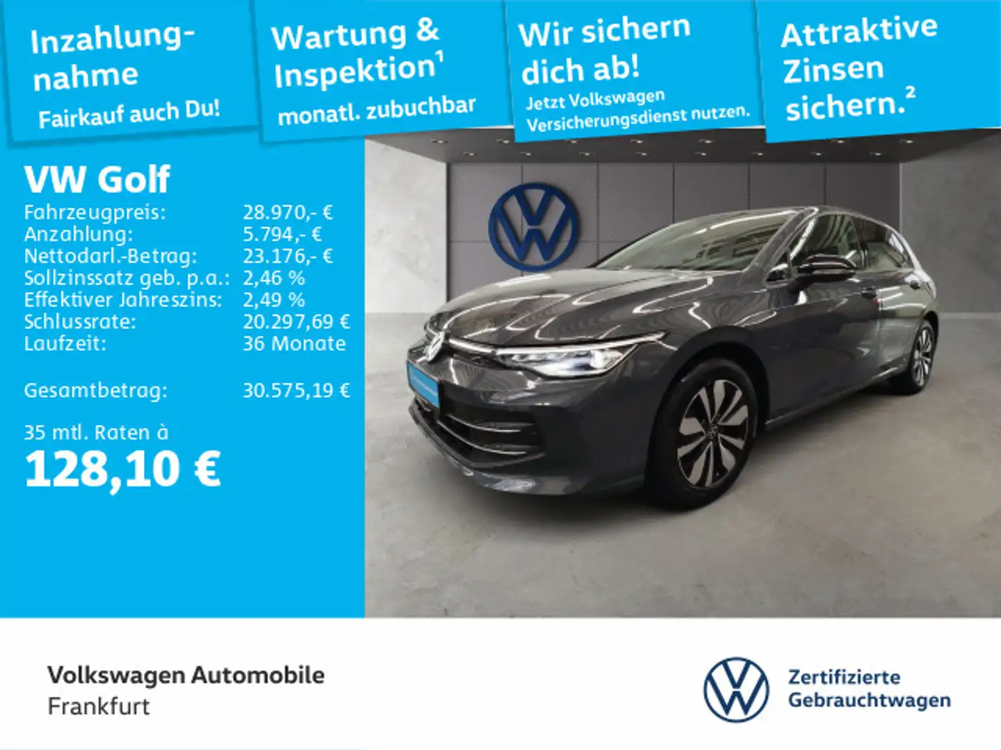 Volkswagen Golf VIII 2.0 TDI DSG Goal Navi Spurwechselassis Grau - 1
