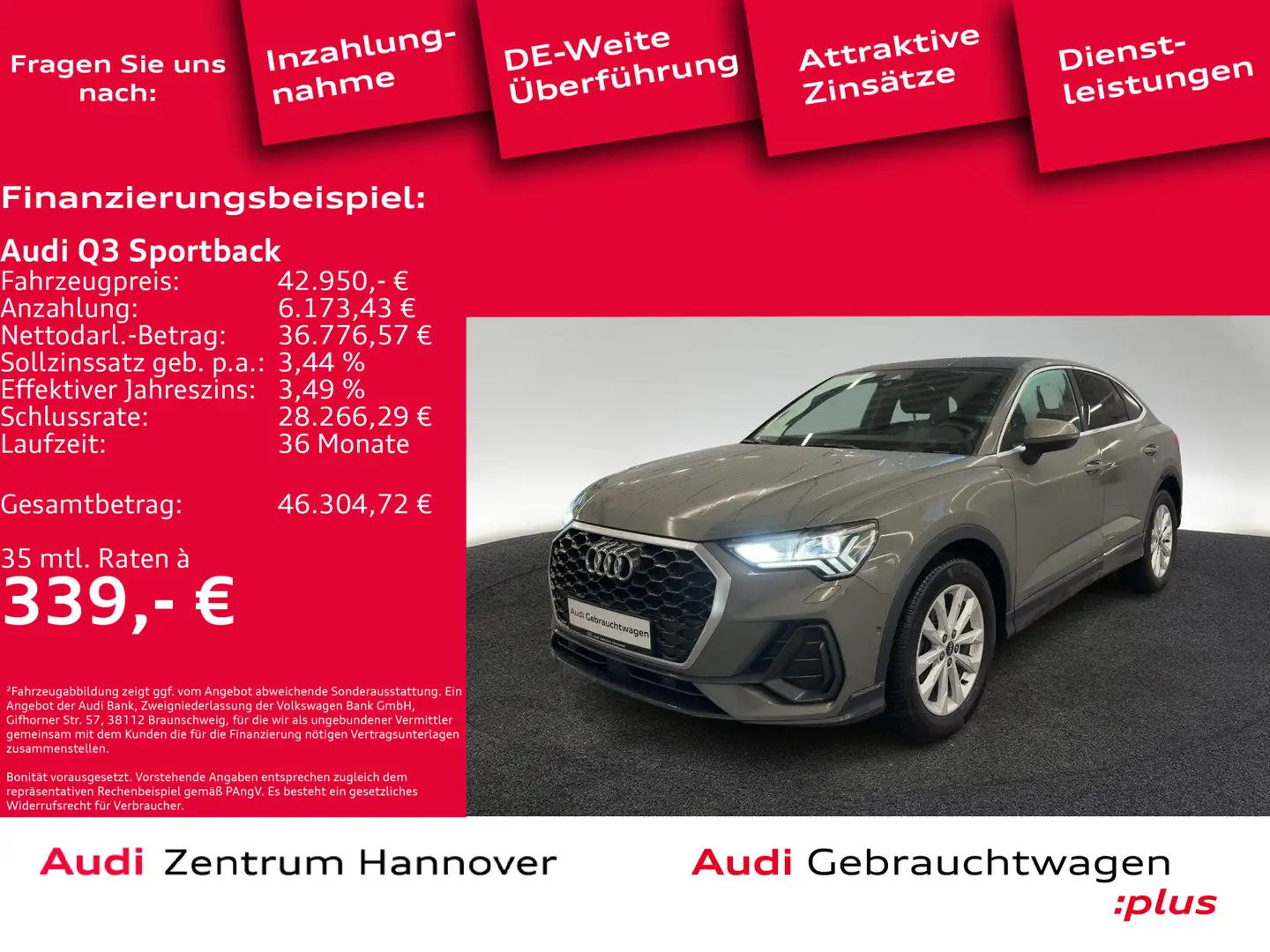 Audi Q3 35 TDI Standh. Pano Matrix Kamera Gris - 1