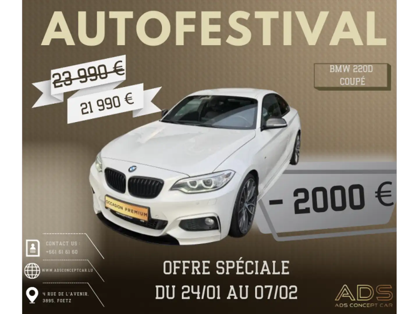 BMW 220 D PACK M 2015 Blanc - 1