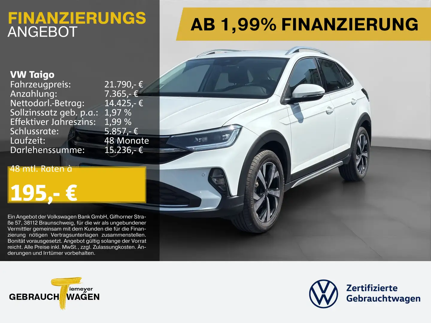 Volkswagen Taigo 1.0 TSI STYLE NAVI SITZHZ LED ALLWETTER Weiß - 1
