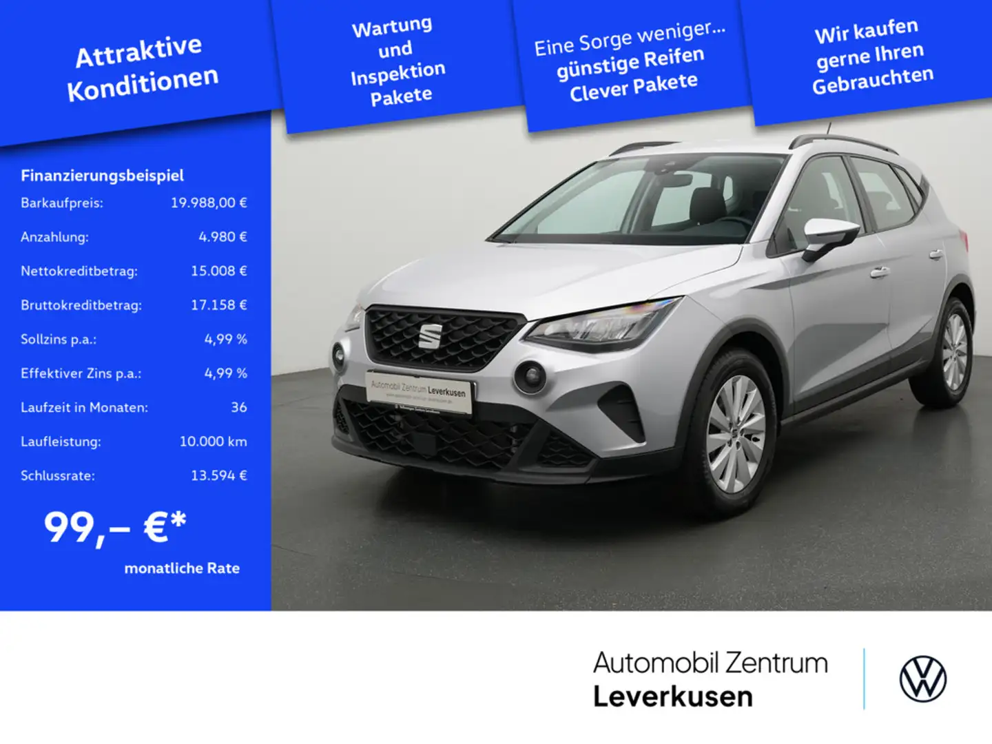 SEAT Arona Style DSG VIRT LED PORT NAVI KLIMA PDC Silber - 1
