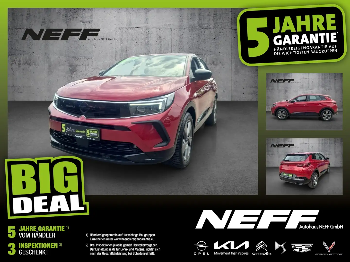 Opel Grandland 1.2 Turbo GS Line LED+SHZ+2xKlima+Kam. Rood - 1